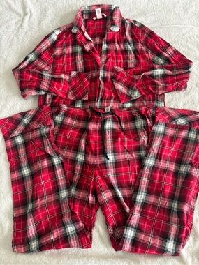 Victoria’s Secret Tartan Red Pink Plaid Flannel Pajama Set Womens Small
